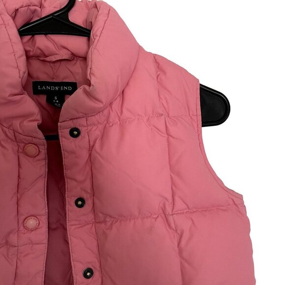 Lands' End pink puffer vest winter comfortable nylon feathers warm classic style - Picture 2 of 5